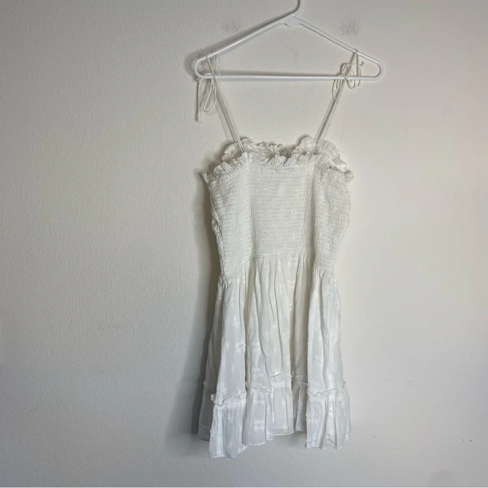 Cleobella Mar Marrakesh White Jacquard Smocked Ruffle Mini Dress - Picture 10 of 10